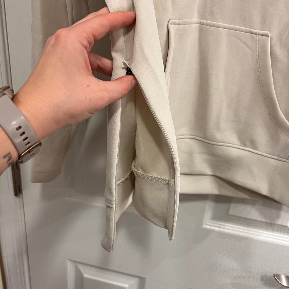 VSX Victoria's Secret Women XS Cream Quarter Zip Pullover Sweatshirt Side Zips - Picture 5 of 10